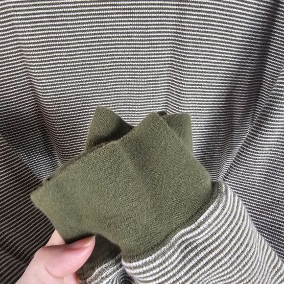 Polo Sport Mens Olive Striped Crewneck Pullover Sz L 100% Cotton Ribbed Cuffs - Picture 4 of 9